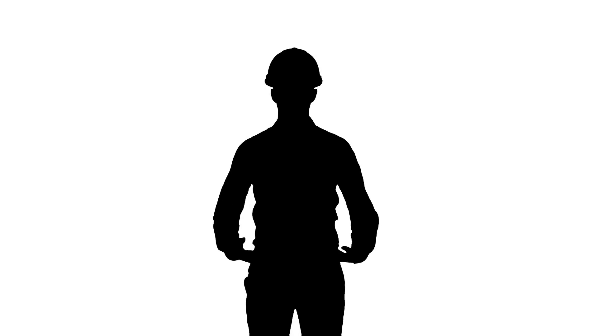 1920x1080 Silhouette Happy Young Engineer In Helmet Talking To The Camera