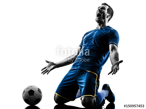 500x375 One Caucasian Soccer Player Man Happy Celebration In Silhouette