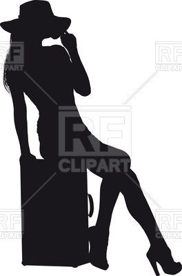 264x400 Girl With An Old Suitcase In A Short Dress And Hat Silhouette