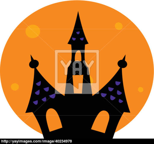 512x479 Halloween Haunted House With Moon Behind Vector