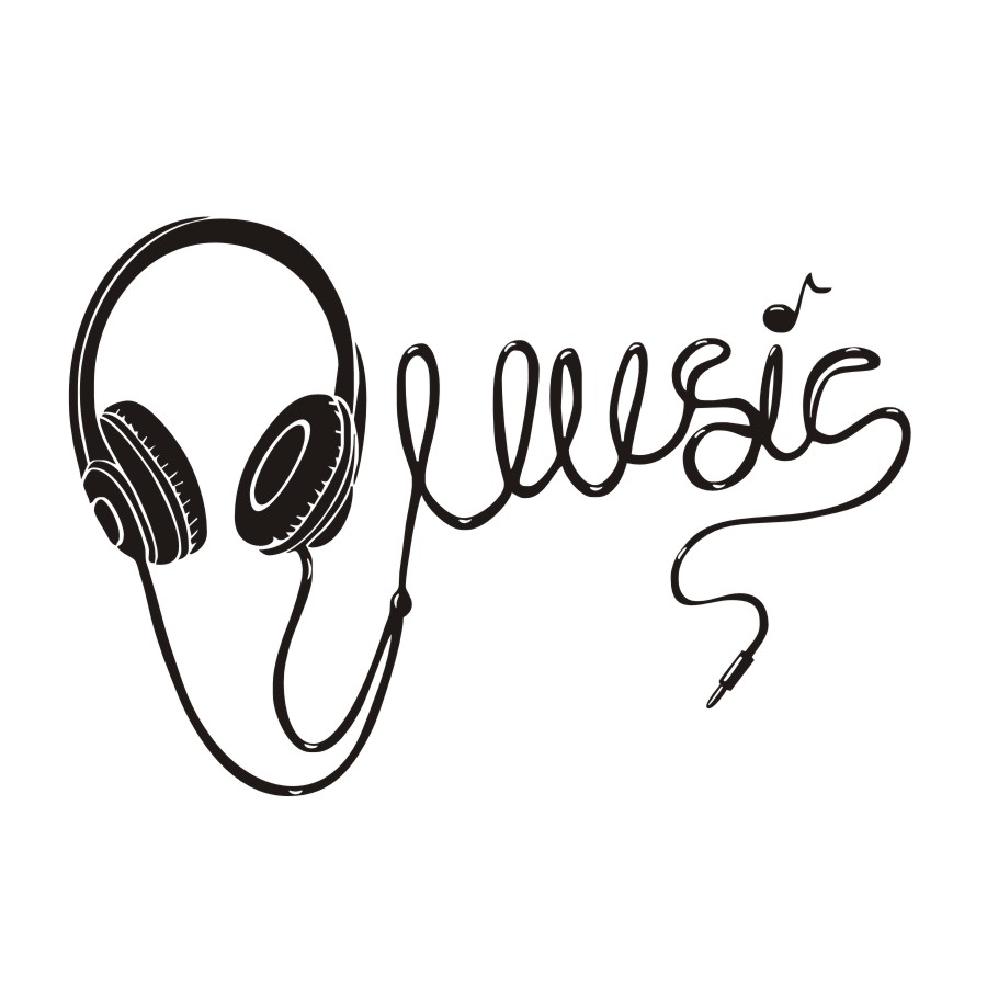 900x900 Removable Art Vinyl Music Headphones Diy Headset Silhouette Hollow