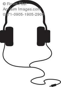 211x300 Clip Art Illustration Of Headphones In A Silhouette