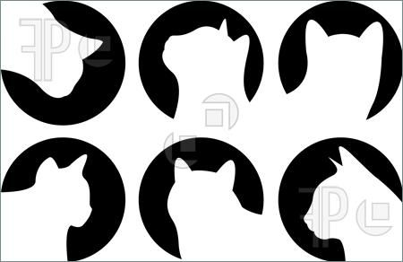 450x292 Cat Silhouette Clip Art Illustration Of Heads Of Cats, Logo Cats