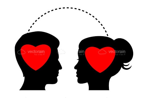 500x333 Silhouette Of Man And Woman Profiles With Hearts Inside