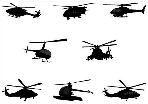 501x351 Helicopter Silhouette Vector