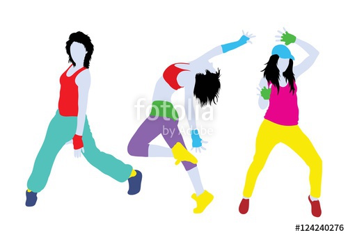 500x338 Hip Hop Dancer Silhouettes, Illustration Art Vector Design Stock