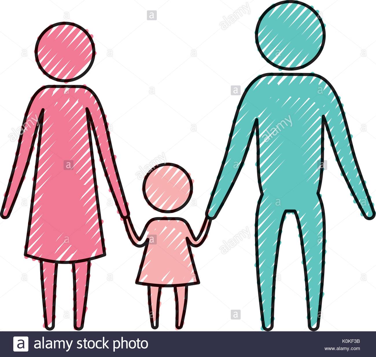 1300x1237 Color Crayon Silhouette Pictogram Parents With A Little Girl