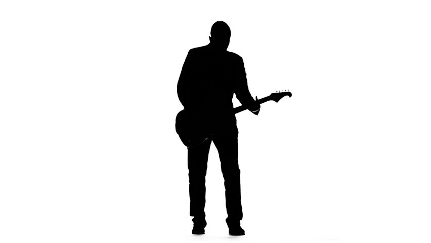 852x480 Musician Plays A Tranquil Melody On The Guitar. Silhouette. Studio