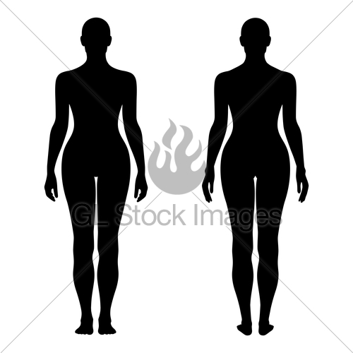 500x500 Fashion Woman's Solid Template Figure Silhouette (Front Amp Gl
