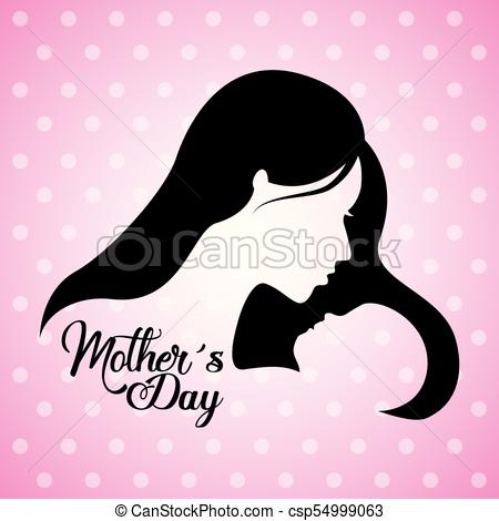 450x470 Cute Mom And Baby Silhouette Mothers Day Pink Dotted Clip Art