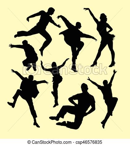 421x470 Tap Dance Man And Women Silhouette. Good Use For Symbol, Web