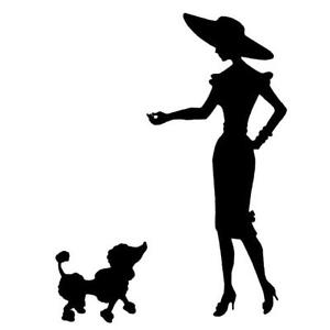 300x300 Lady With Poodle Silhouette Unmounted Rubber Stamp, French