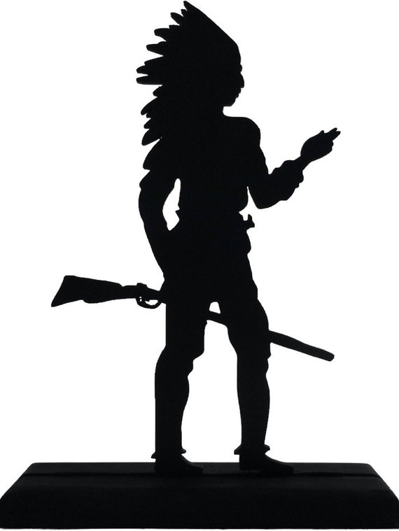 570x759 Standing Indian Holding Rifle Handmade Display Wood Silhouette