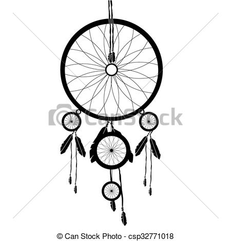 450x470 Vector Illustration Indian Dream Catcher Silhouette. Amulet Vector