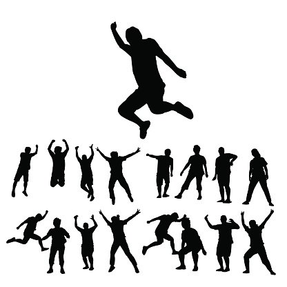416x416 Silhouette Of People Jump Stock Vectors