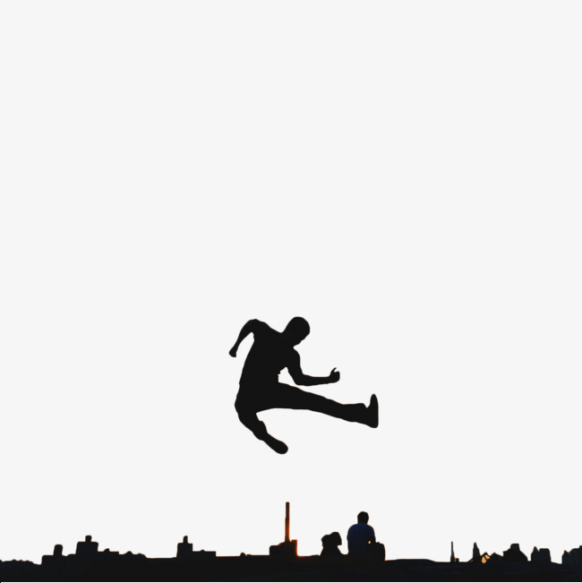 650x651 Black City People Silhouette, Jump, Silhouette, Black Png Image