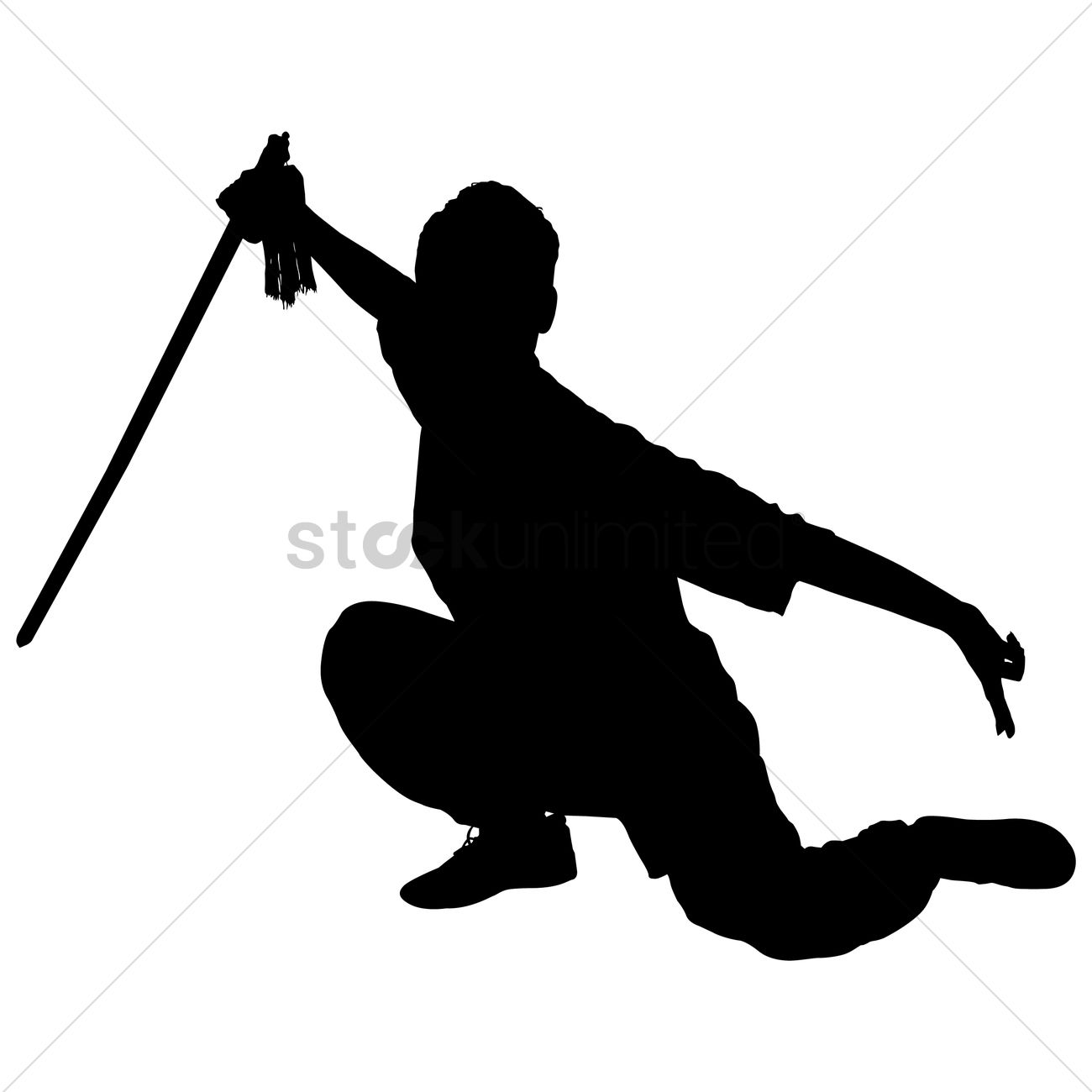 1300x1300 Silhouette Of A Man In Karate Pose Vector Image