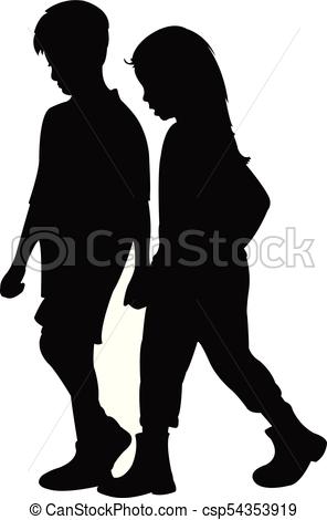 296x470 Kids Together, Silhouette Vector Clip Art