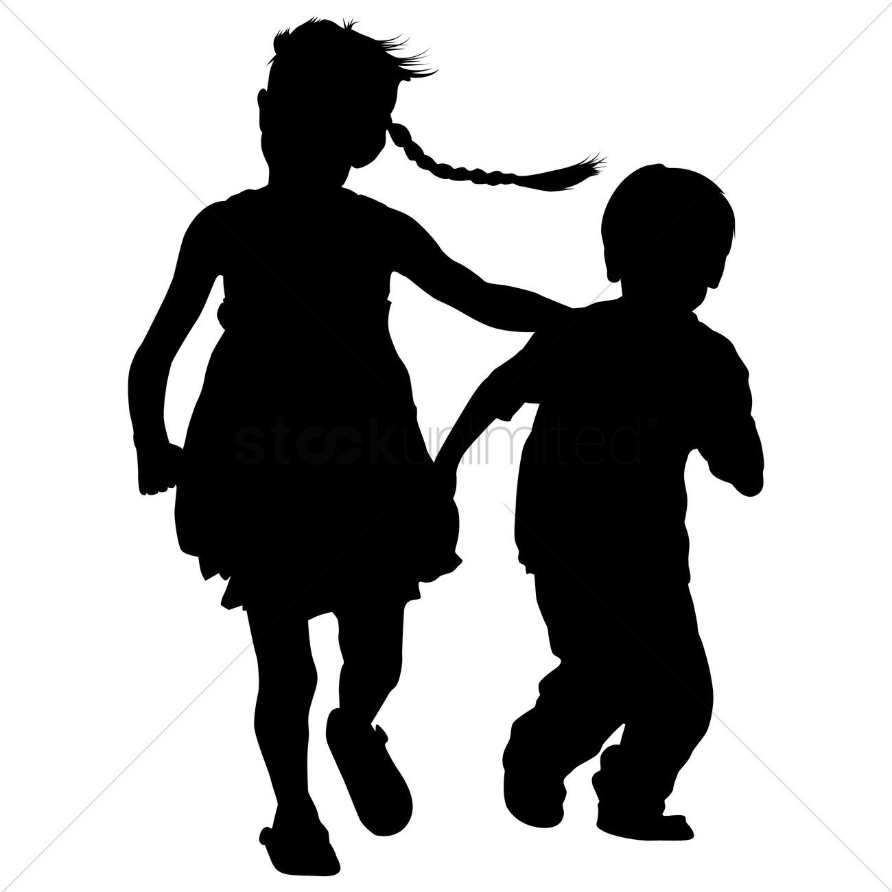 1300x1300 Silhouette Of Kids Playing Vector Image