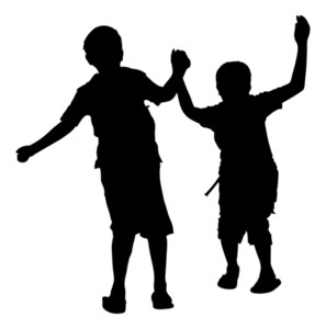 297x300 Happy Kids Playing Silhouette Royalty Free Stock Image