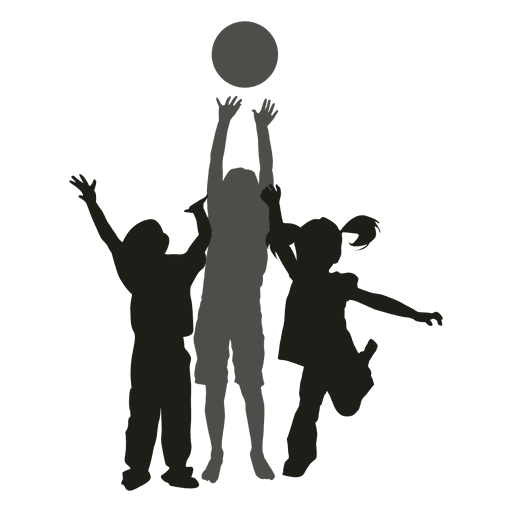 512x512 Kids Playing With Ball Silhouette Kids