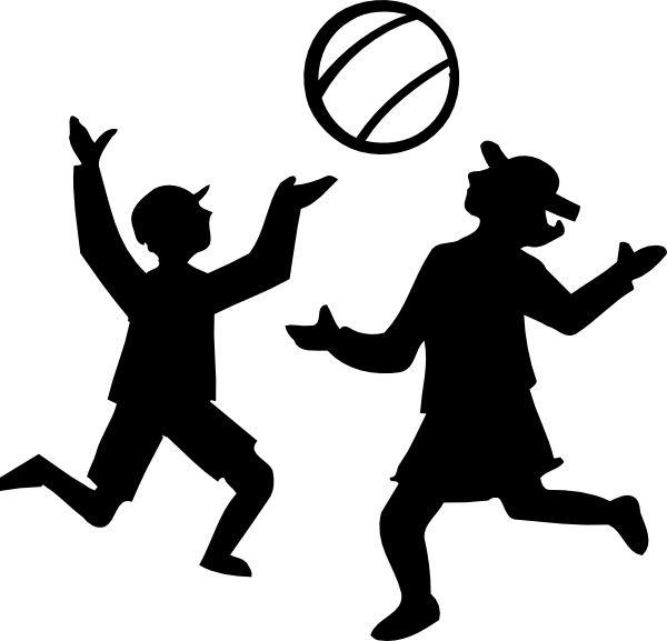 600x577 Silhouette Of Kids Playing With A Ball Clip Art Free Vector