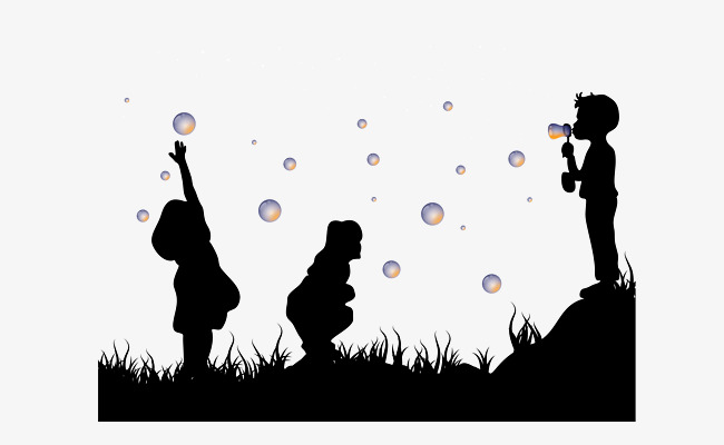 650x400 Silhouettes Of Children Playing On The Grass, Children, Grassland