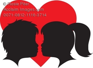 300x221 Silhouette Of Two Faces About To Kiss Clipart Images And Stock