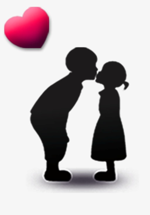 512x733 Cute Children Kissing, Love, Silhouette Figures, Kiss Png Image