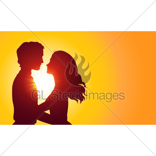 500x500 Sunset Silhouettes Of Kissing Couple Gl Stock Images