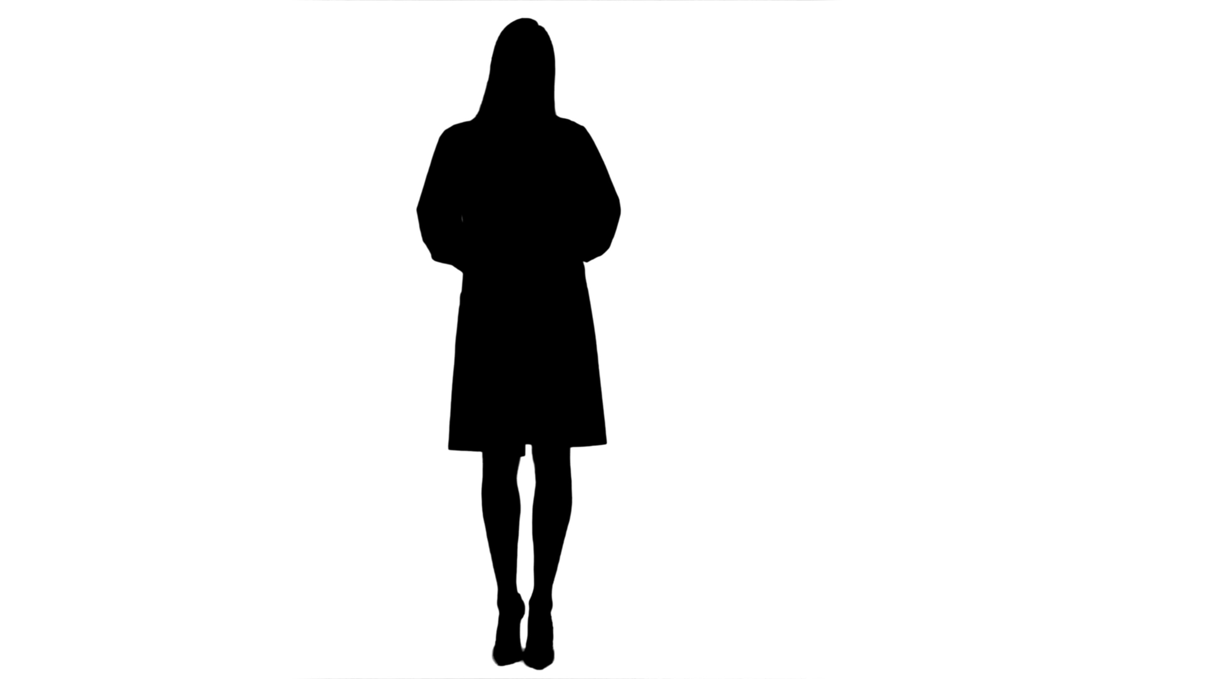 3840x2160 Silhouette Serious Young Woman In Lab Uniform Talking To