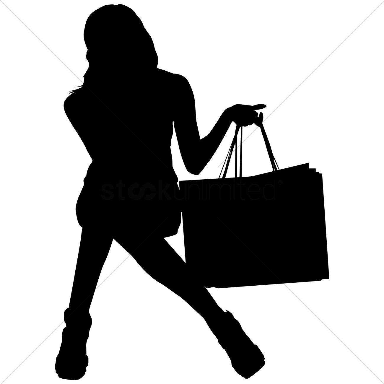 1300x1300 Black Silhouette Woman Shopping Bag Clipart Collection