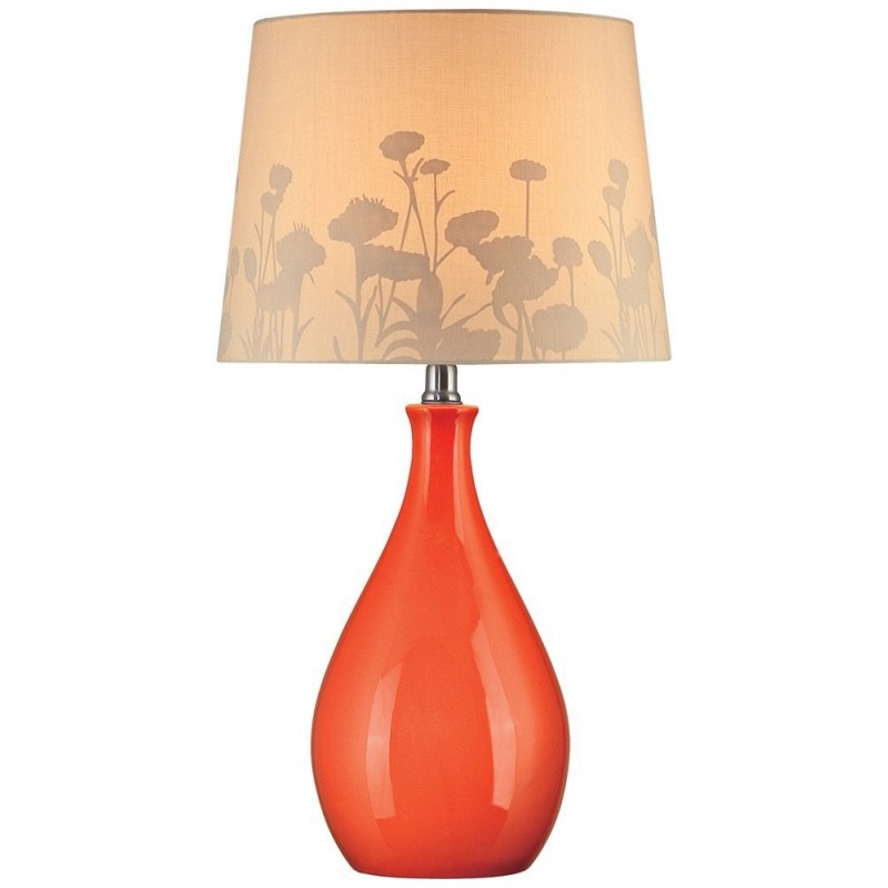 800x800 Lamp, Orange Ceramic With Silhouette Paper Shade