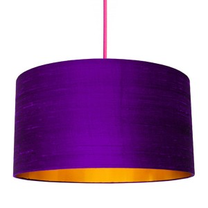 300x300 Silhouette Cotton Lampshade (Silver Lemur In Lilac)