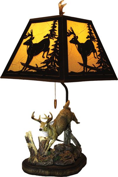 400x596 Deer Figurine Lamp And Shade Deer Silhouette, Country Decor And Room