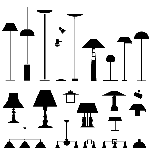 600x590 Lamps Vector Silhouettes Free Pack Download Free Vector Art