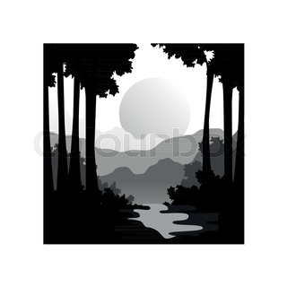 320x320 Forest Logo Design, Nature Landscape With Silhouettes Of Trees