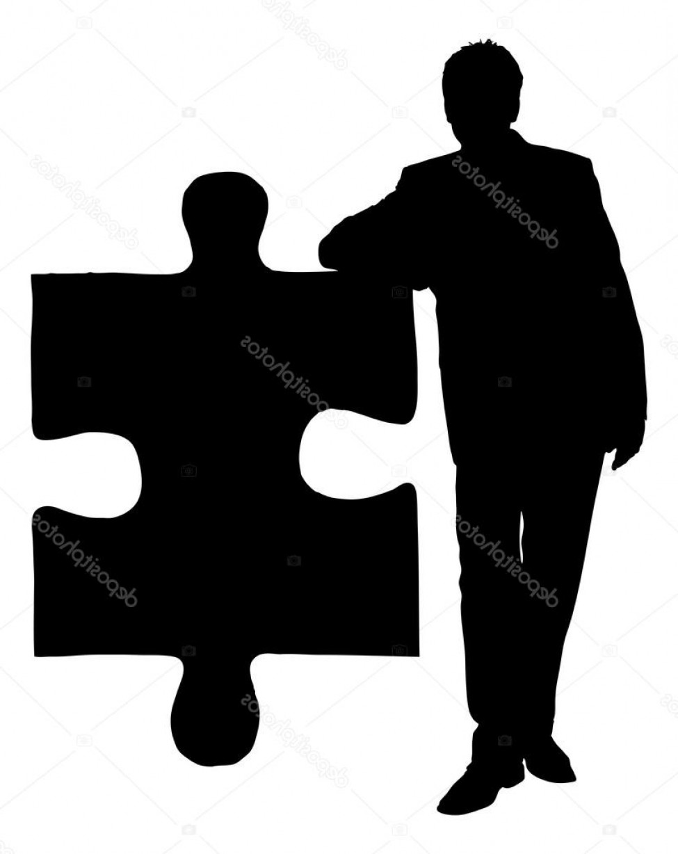 975x1228 Stock Illustration Silhouette Businessman Leaning On Jigsaw Ardiafm