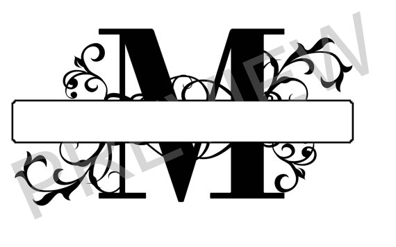 570x356 Split Monogram Svg, Letter M Regal Split Alphabet, Vector Files