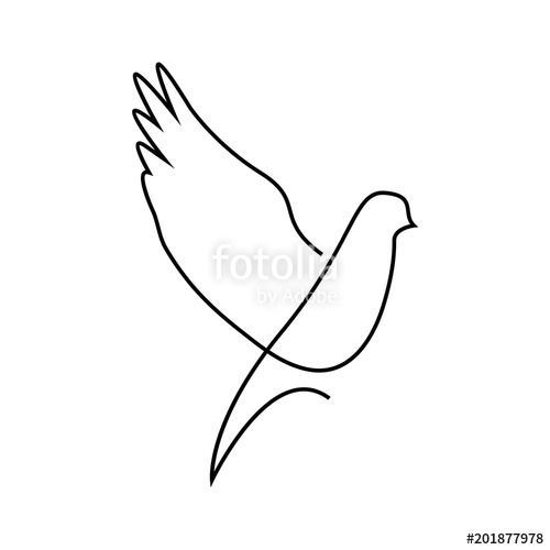 500x500 One Line Dove Flies Design Silhouette.hand Drawn Minimalism Style
