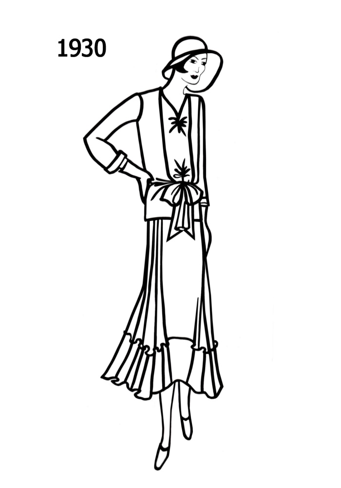 700x1000 Costume Silhouettes 1930 1932 Free Line Drawings