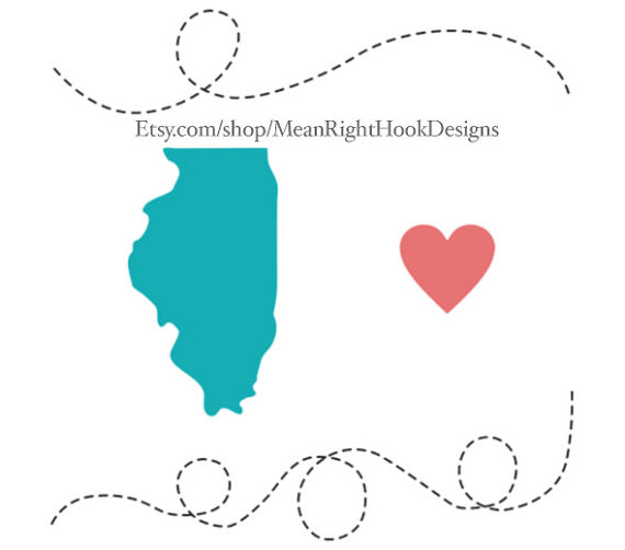570x502 Illinois Svg State Silhouette Heart Svg And Dotted Lines