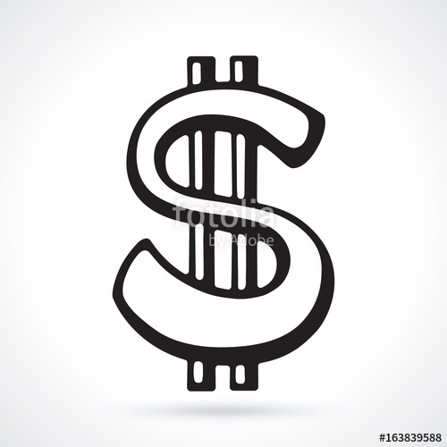 500x500 Silhouette Of American Dollar Sign With Two Vertical Lines. Vector