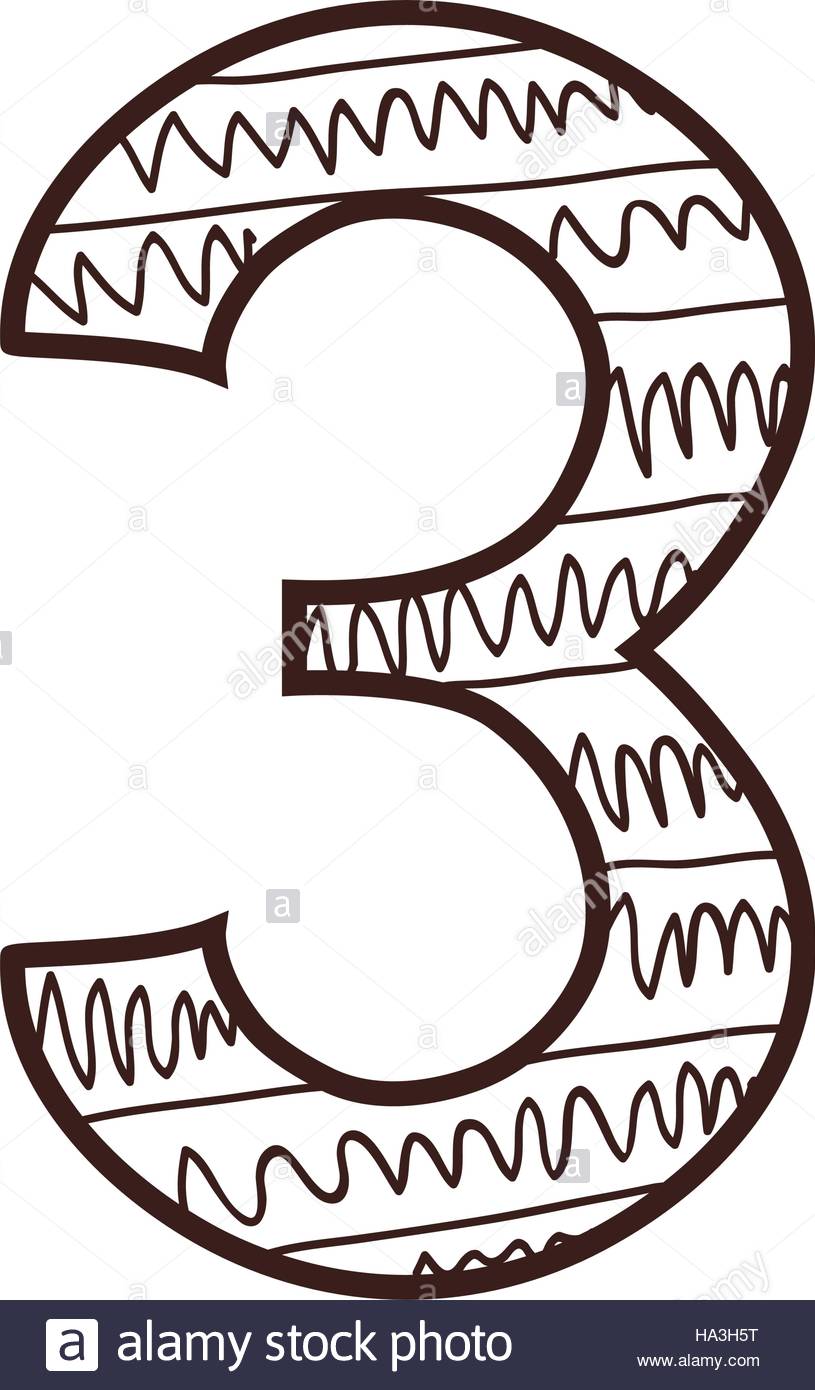815x1390 Silhouette Number Three Design Over Striped And Lines Stock Vector