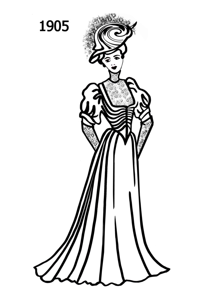 700x1000 Costume Silhouettes 1900 1910 Free Line Drawings