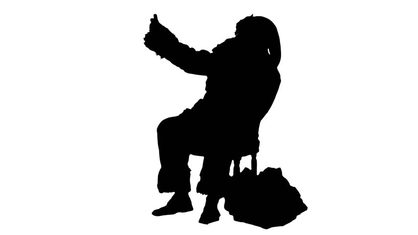 852x480 Silhouette Santa Claus Calling By Mobile Cell Phone Stock Footage