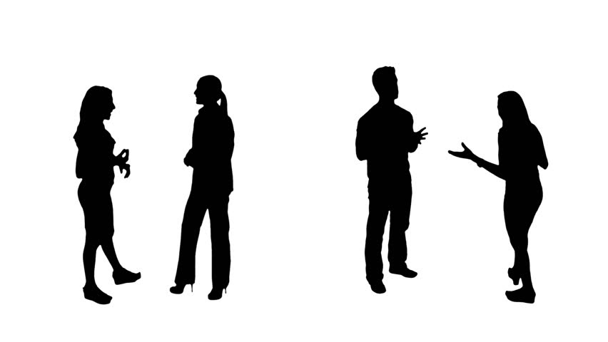 852x480 Business Silhouettes. 4 In 1. Couples. People Talking. More
