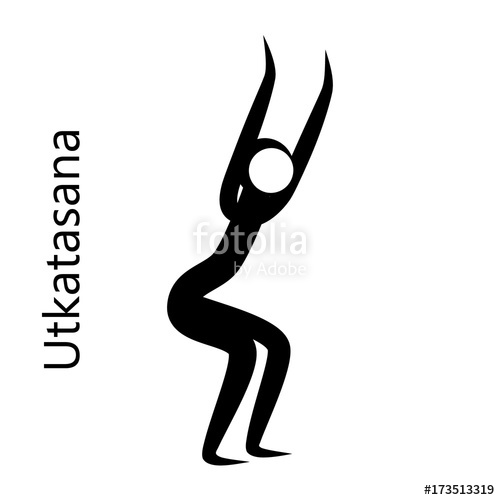 500x500 Chair Pose, Utkatasana. Yoga Position. Vector Silhouette