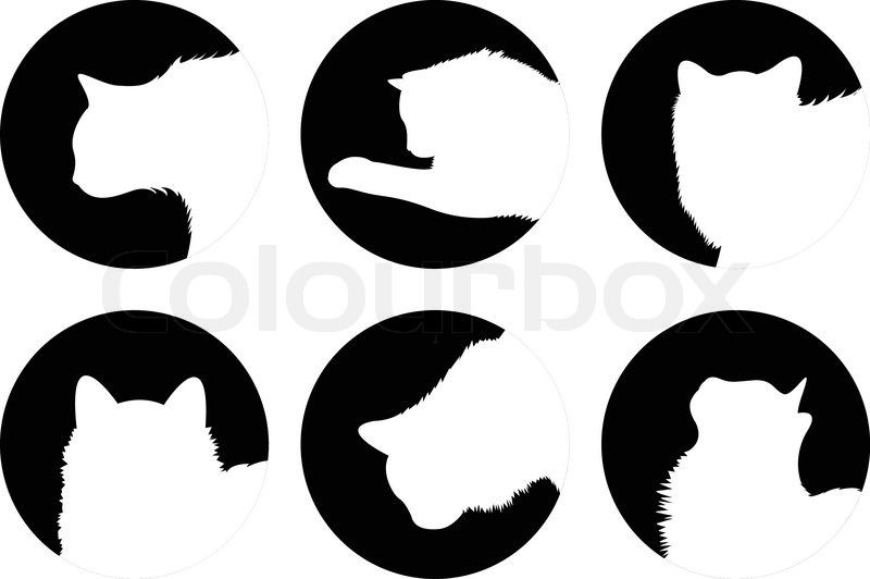 800x532 Heads Of Cats, Logo Cats, Cat Buttons, Cat Icon Stock Vector