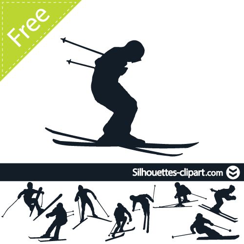 500x500 Skier Vector Silhouette Silhouettes Clipart Silhouettes